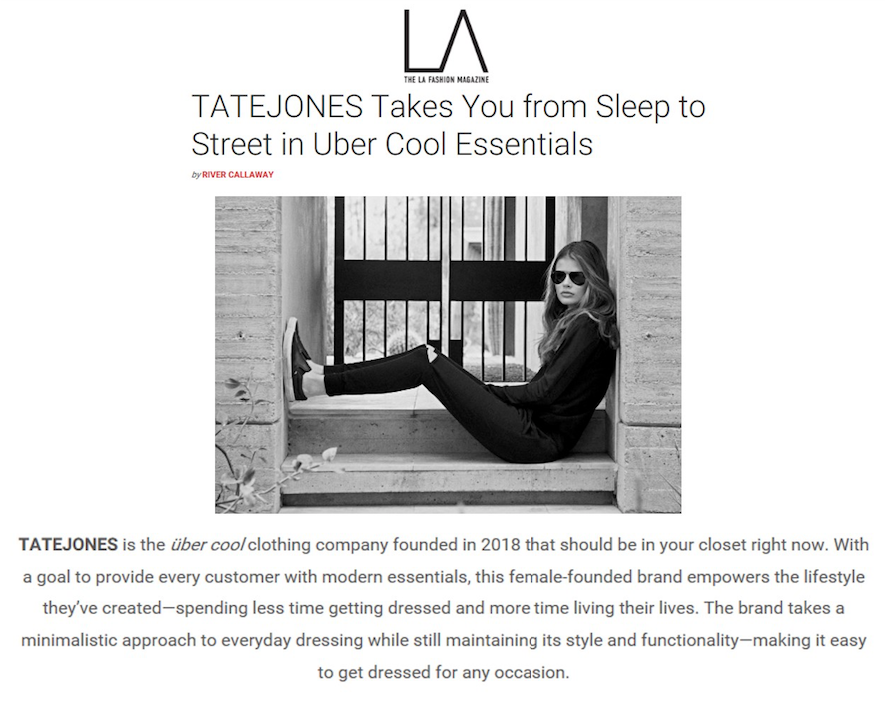 TATEJONES featured in The LA Fashion Magazine