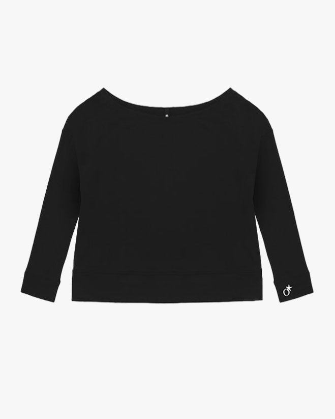 Women's Black Open Shoulder Sweatshirt – TATEJONES