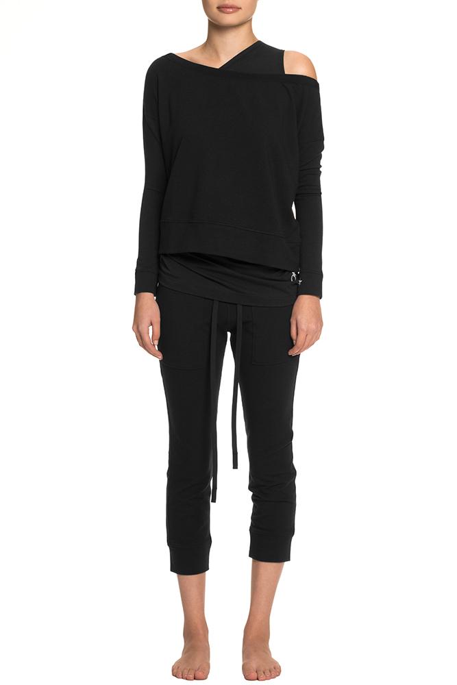 Women's Black Open Shoulder Sweatshirt – TATEJONES 
