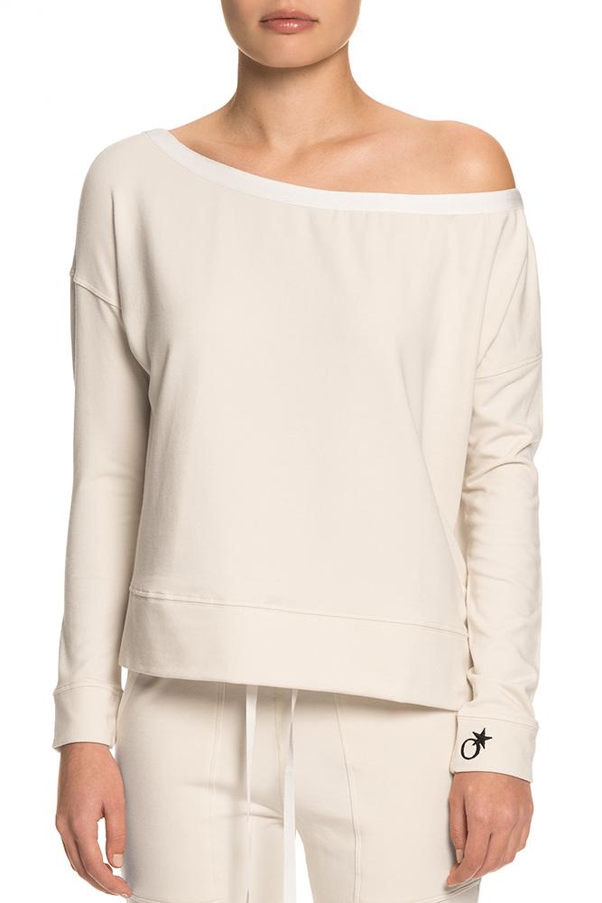 Women's White Open Shoulder Sweatshirt – TATEJONES 