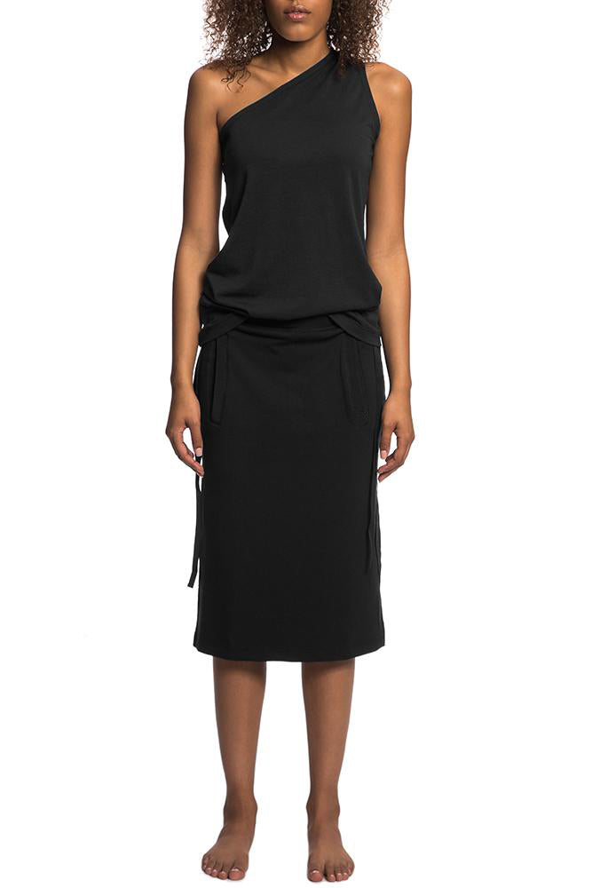Women's Black Midi Skirt with front pocket – TATEJONES